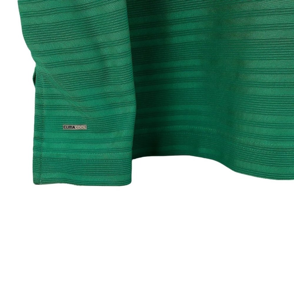 Adidas Golf Polo Shirt Men's Sz L Green Striped ClimaCool Kings Creek Logo - Picture 7 of 8